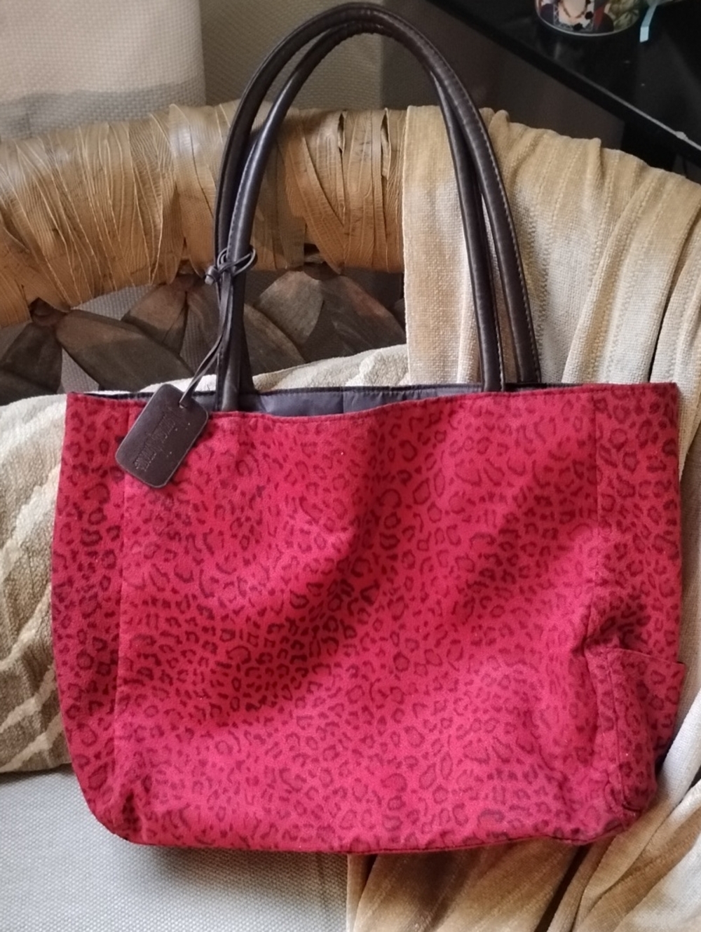 Newman Marcus Vintage Red Leopard-Print Tote Bag - Stylish Everyday Carry